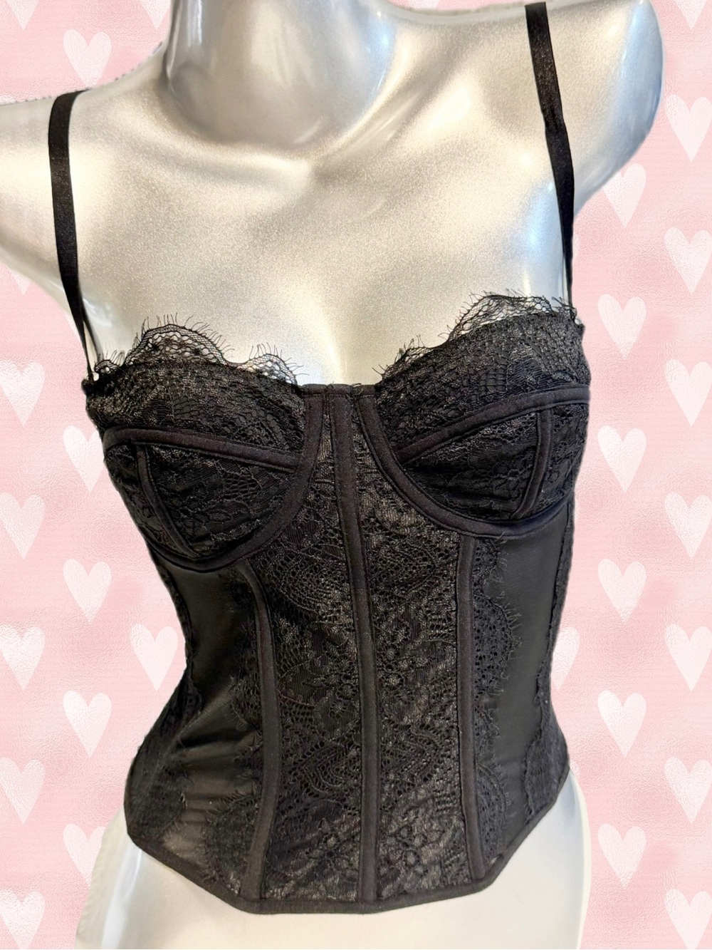Lace bustier corset lingerie shapewear bra layer black edgy sexy boudoir goth
